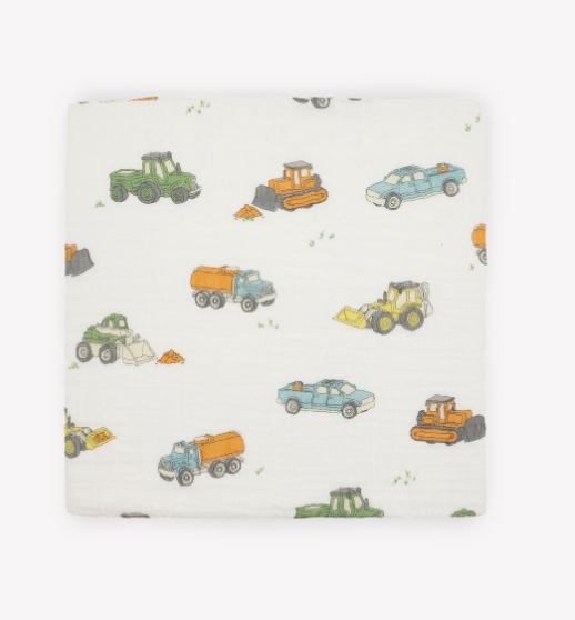 Little Unicorn Cotton Muslin Swaddle Blanket - Work Trucks