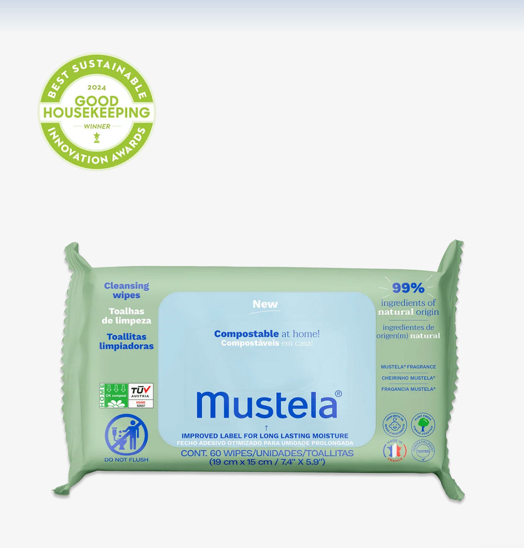 Mustela Home Compostable Wipes
