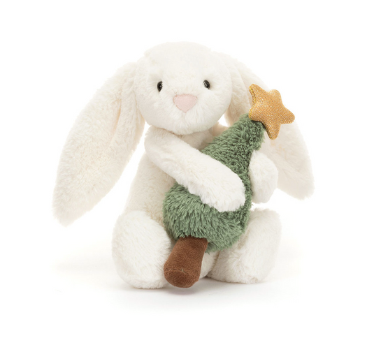 Jellycat Bashful Bunny with Christmas Tree - Small