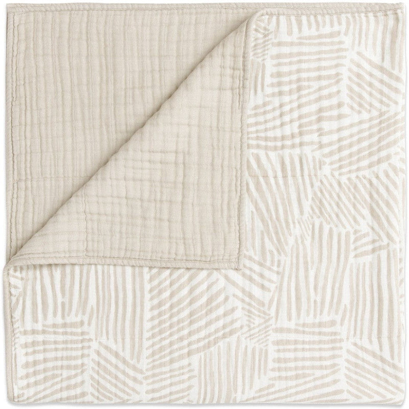 Load image into Gallery viewer, Babyletto Oat Stripe Muslin Quilt in GOTS Certified Organic Cotton
