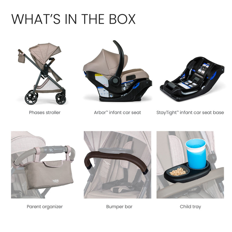 Load image into Gallery viewer, Britax Phases Travel System with Arbor Infant Car Seat + StayTight Base
