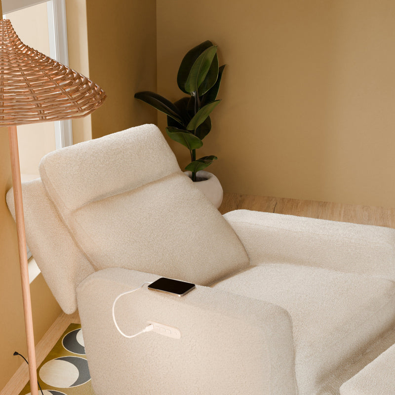 Load image into Gallery viewer, Babyletto Sigi Pro Power Recliner &amp; Swivel Glider with Power Adjustable Headrest and Lumbar Support
