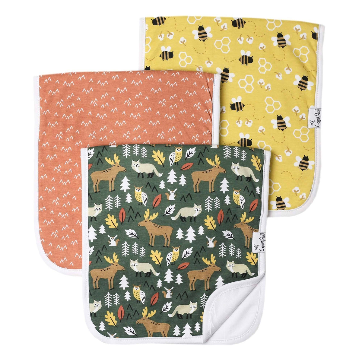 Copper Pearl Premium Burp Cloths 3 Pack