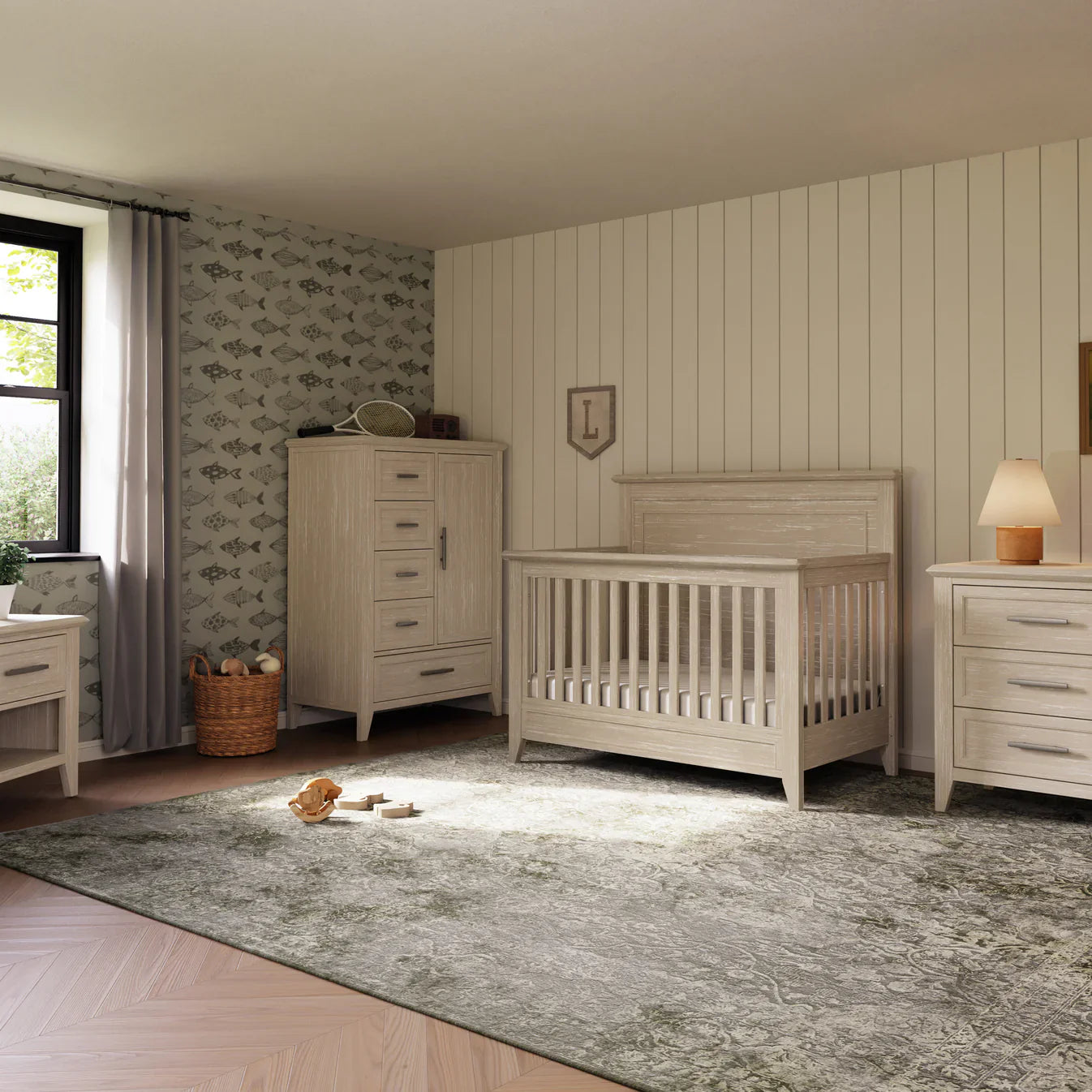 Monogram by Namesake Barrow Rustic 4-in-1  Convertible Flat Top Crib