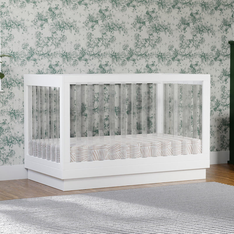 Load image into Gallery viewer, Babyletto Harlow Acrylic 3-in-1 Convertible Crib with Toddler Bed Conversion Kit
