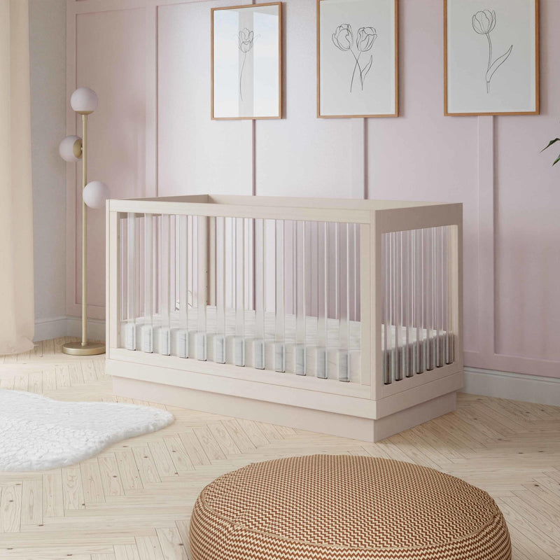 Load image into Gallery viewer, Babyletto Harlow Acrylic 3-in-1 Convertible Crib with Toddler Bed Conversion Kit
