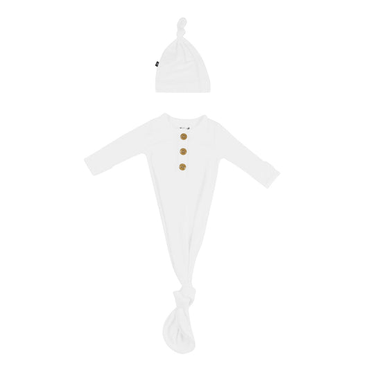 Kyte Baby Knotted Gown with Hat Set - Cloud