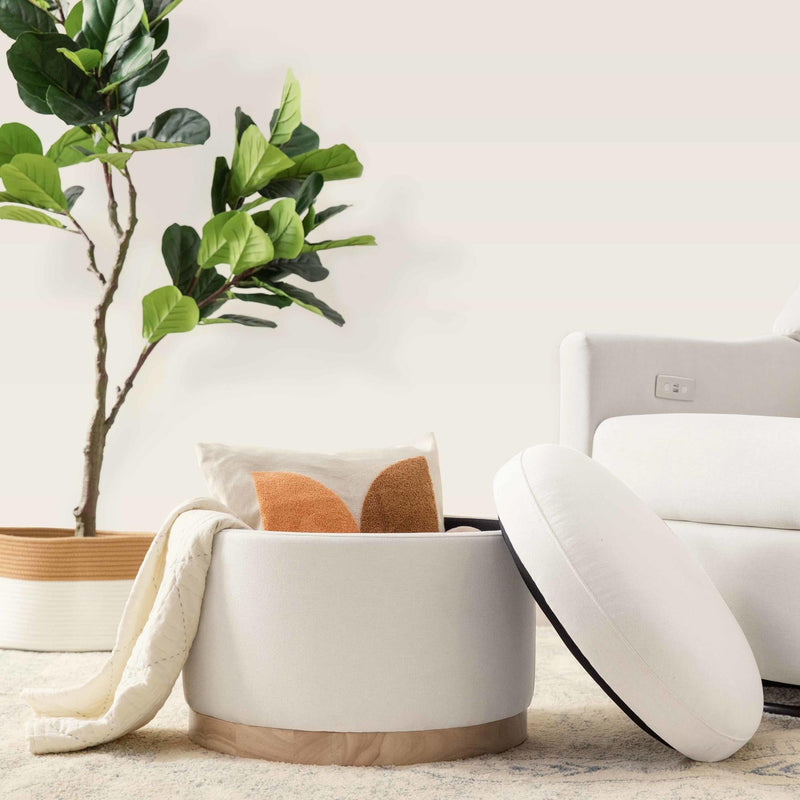 Load image into Gallery viewer, Babyletto Naka Storage Ottoman in Eco-Performance Fabric | Water Repellent &amp; Stain Resistant
