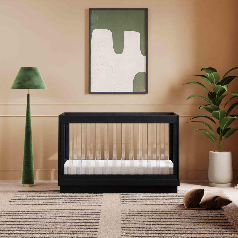 Load image into Gallery viewer, Babyletto Harlow Acrylic 3-in-1 Convertible Crib with Toddler Bed Conversion Kit
