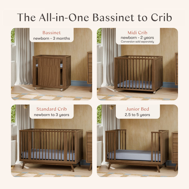Load image into Gallery viewer, Babyletto Palma 8-in-1 Convertible All-Stages Crib with Bassinet &amp; Toddler Bed Kits
