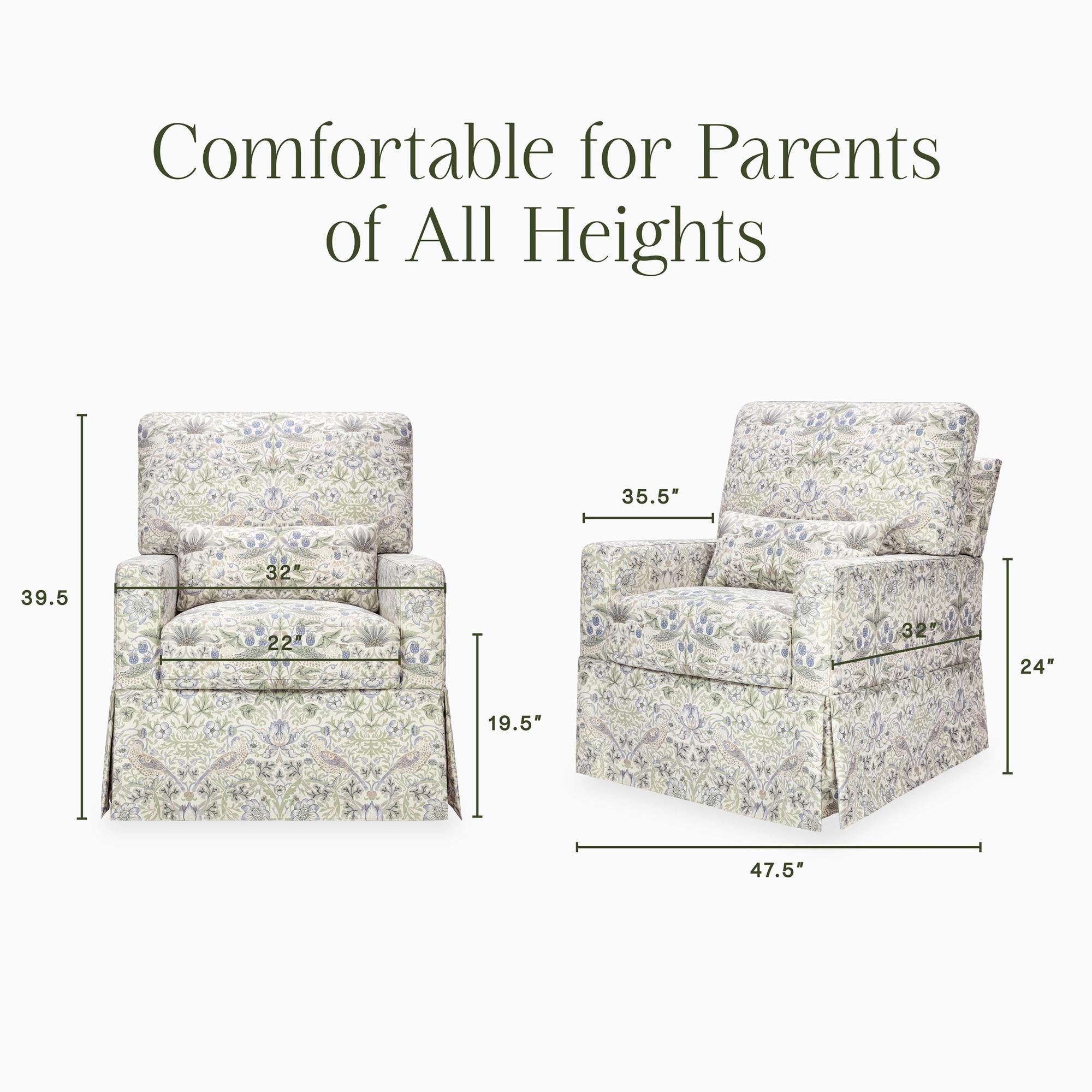 Morris & Co. x Namesake Crawford Pillowback Comfort Swivel Glider