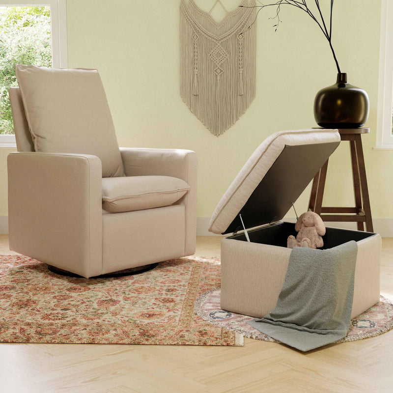 Load image into Gallery viewer, Babyletto Cali Storage Ottoman in Eco-Performance Fabric | Water Repellent &amp; Stain Resistant
