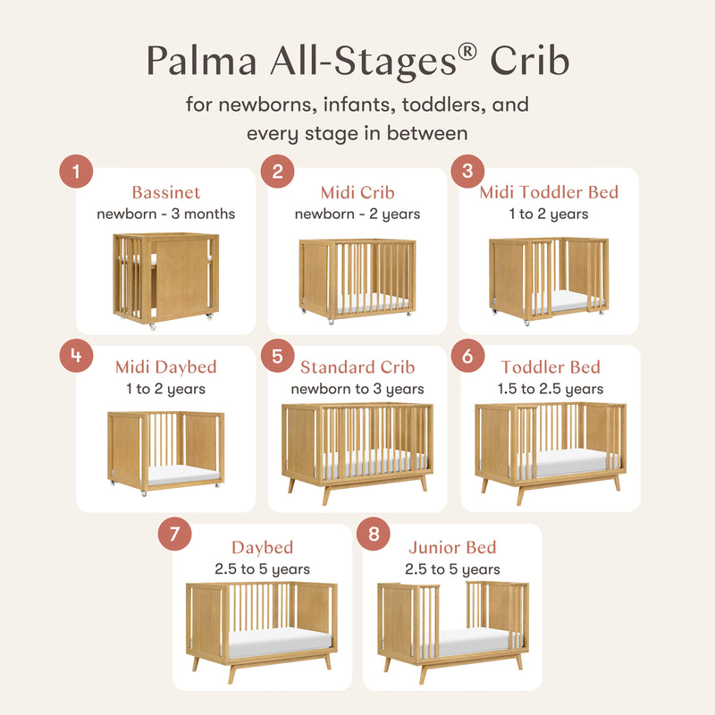 Load image into Gallery viewer, Babyletto Palma 8-in-1 Convertible All-Stages Crib with Bassinet &amp; Toddler Bed Kits
