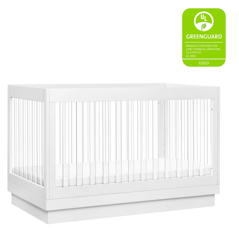 Load image into Gallery viewer, Babyletto Harlow Acrylic 3-in-1 Convertible Crib with Toddler Bed Conversion Kit
