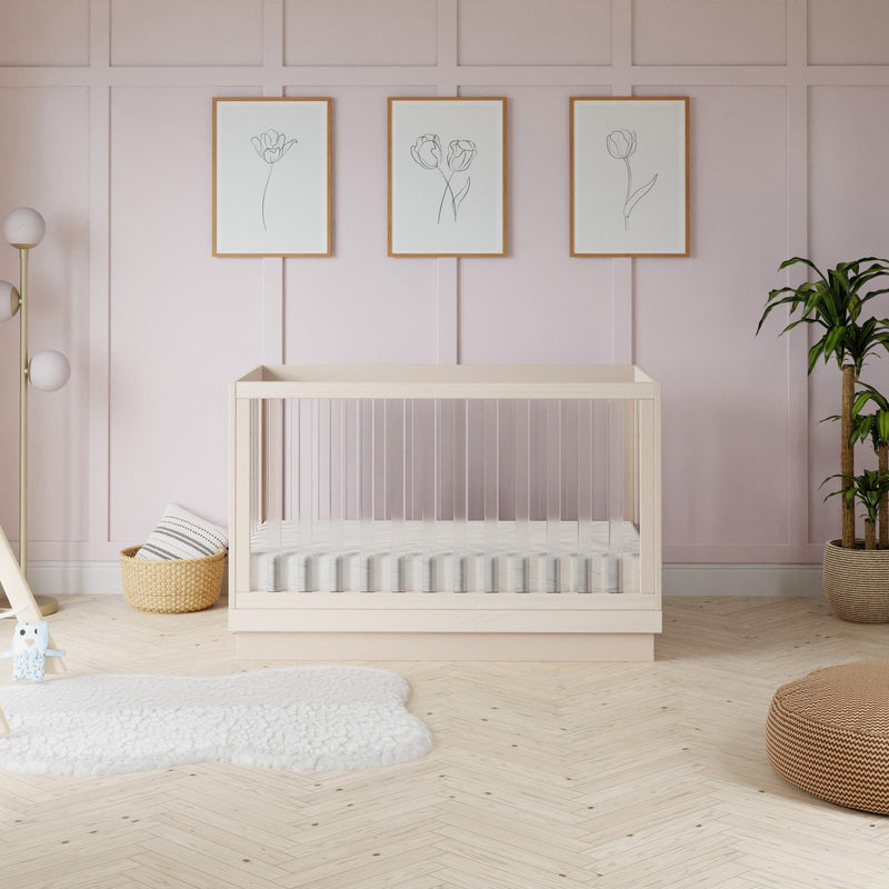 Load image into Gallery viewer, Babyletto Harlow Acrylic 3-in-1 Convertible Crib with Toddler Bed Conversion Kit
