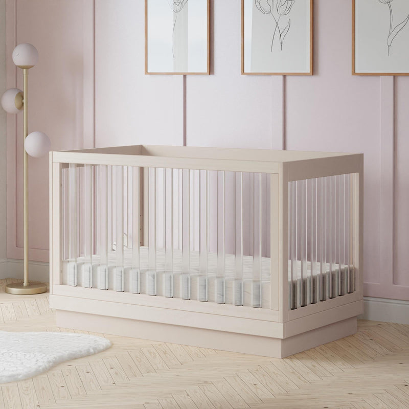Load image into Gallery viewer, Babyletto Harlow Acrylic 3-in-1 Convertible Crib with Toddler Bed Conversion Kit
