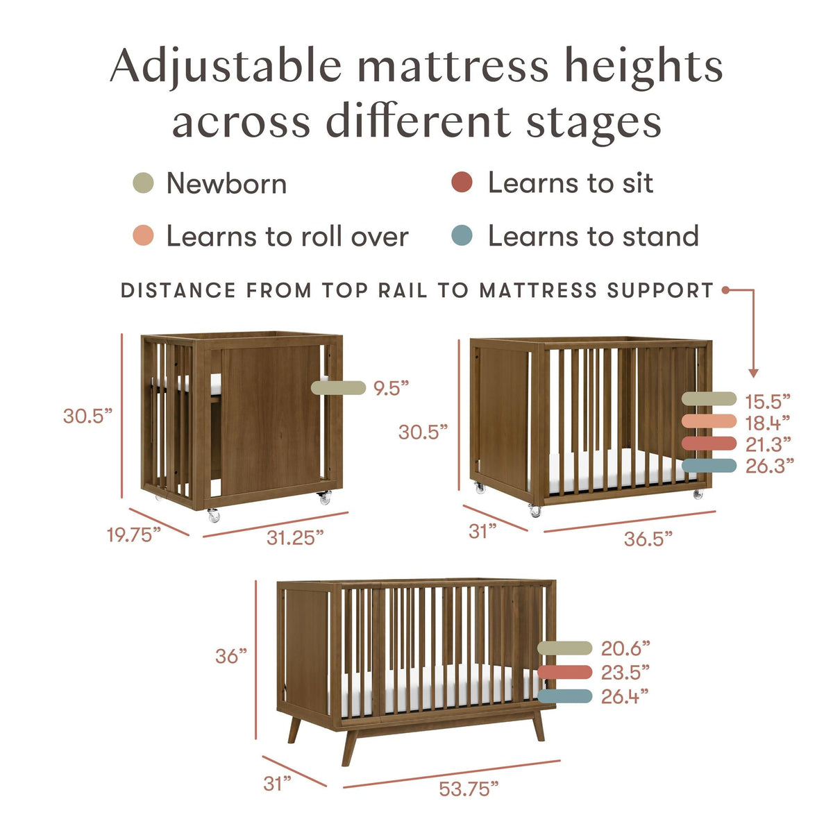 Babyletto Palma 8-in-1 Convertible All-Stages Crib with Bassinet & Toddler Bed Kit