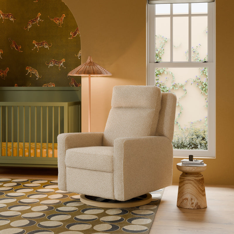 Load image into Gallery viewer, Babyletto Sigi Pro Power Recliner &amp; Swivel Glider with Power Adjustable Headrest and Lumbar Support
