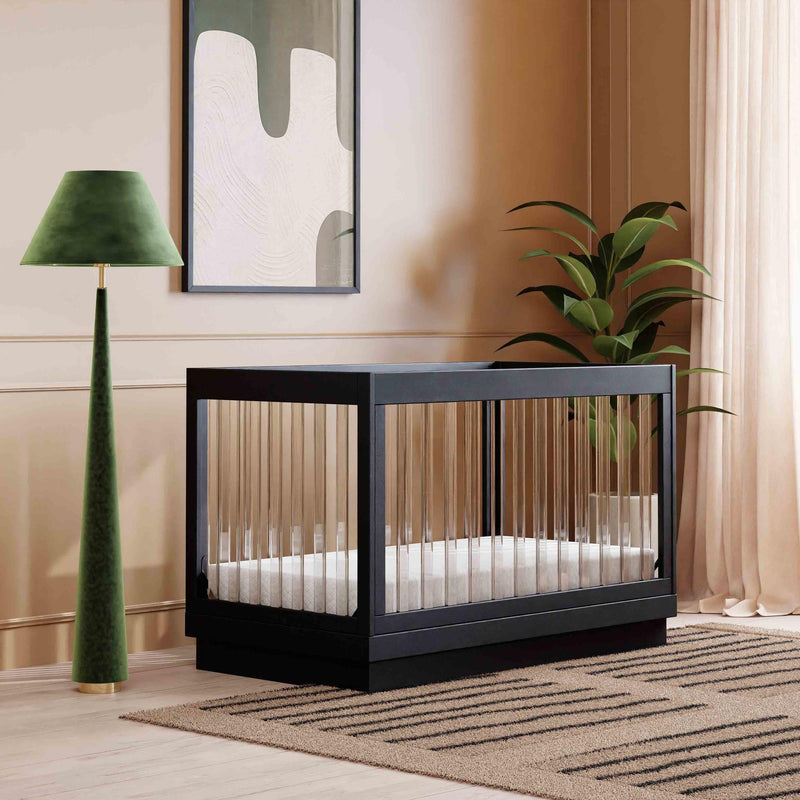 Load image into Gallery viewer, Babyletto Harlow Acrylic 3-in-1 Convertible Crib with Toddler Bed Conversion Kit
