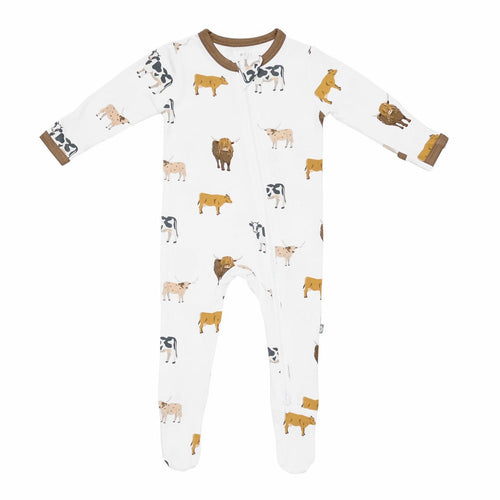 Kyte Baby Zip Footie Moo