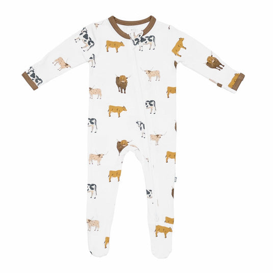 Kyte Baby Zip Footie Moo
