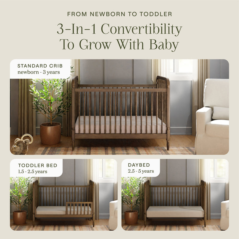 Load image into Gallery viewer, Namesake Liberty 3-in-1 Convertible Spindle Crib with Toddler Bed Conversion Kit
