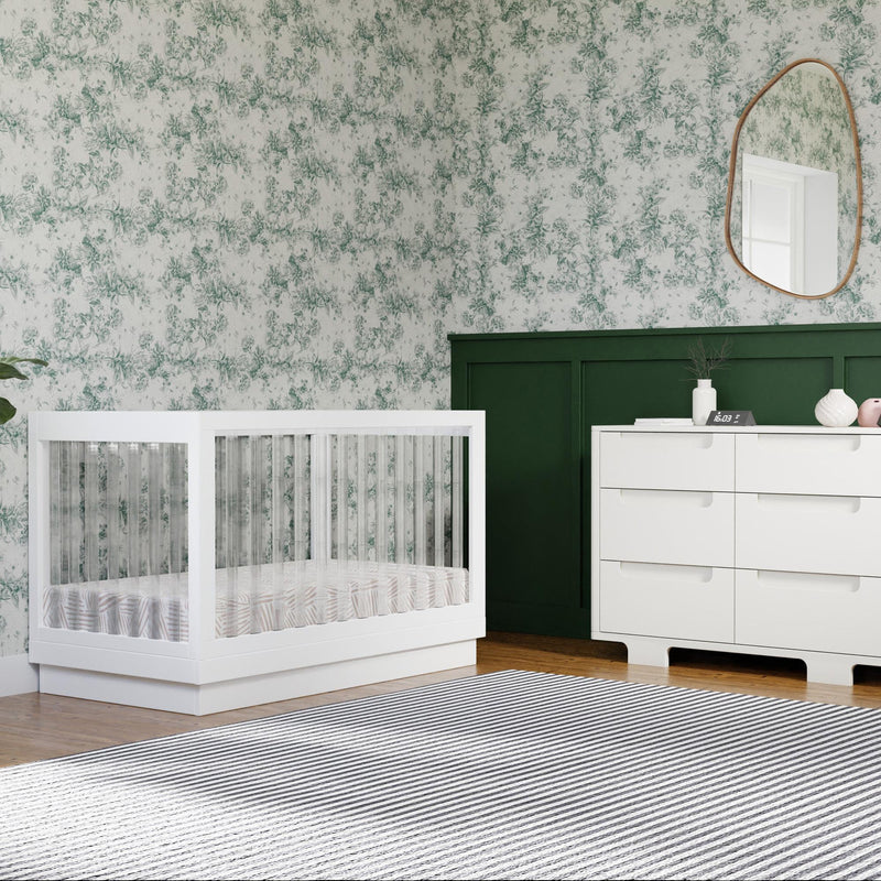 Load image into Gallery viewer, Babyletto Harlow Acrylic 3-in-1 Convertible Crib with Toddler Bed Conversion Kit
