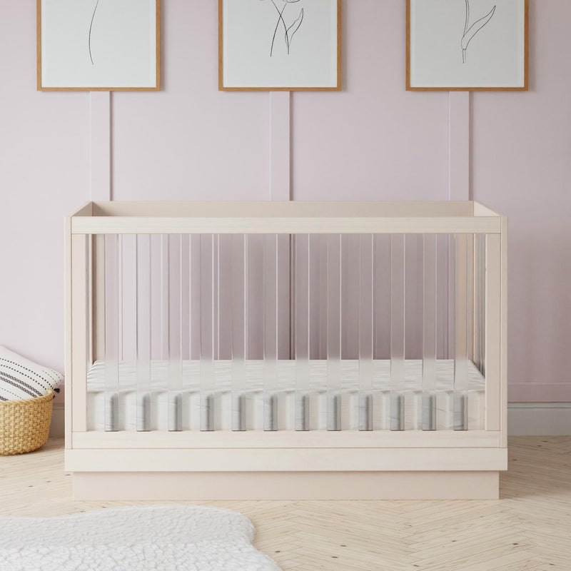 Load image into Gallery viewer, Babyletto Harlow Acrylic 3-in-1 Convertible Crib with Toddler Bed Conversion Kit
