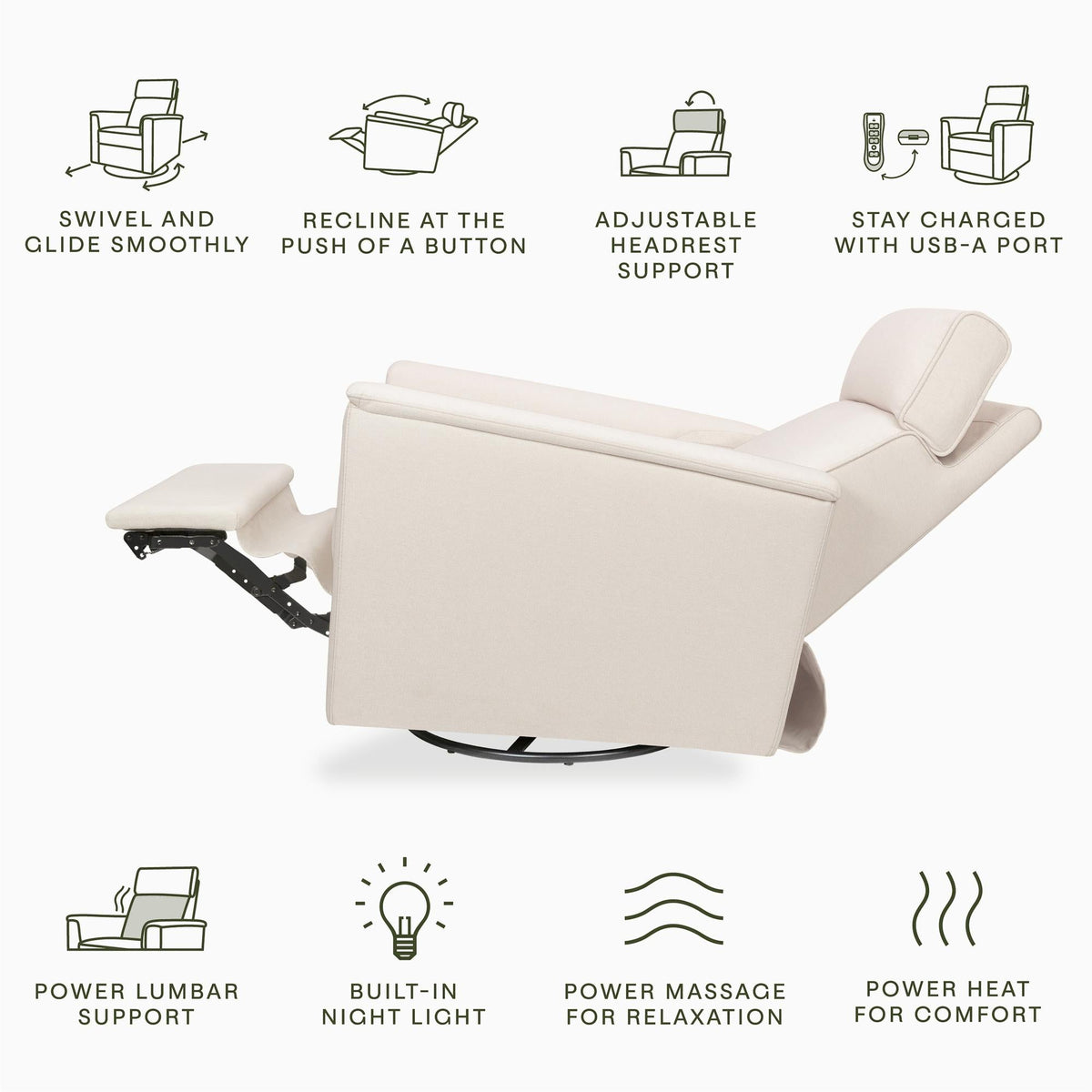 Namesake Willa Deluxe Power Recliner and Swivel Glider with Heat & Massage