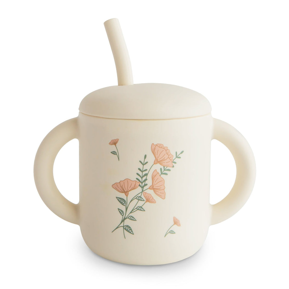 Training Cup+Straw - Pink Flowers