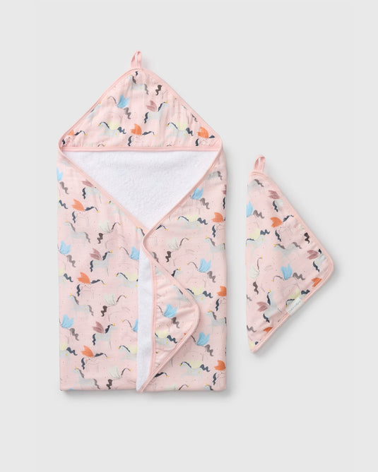 LouLou Lollipop Hooded Towel Set - Unicorn Ballet