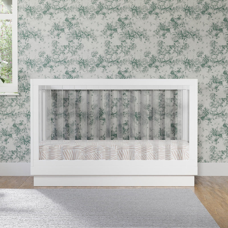 Load image into Gallery viewer, Babyletto Harlow Acrylic 3-in-1 Convertible Crib with Toddler Bed Conversion Kit
