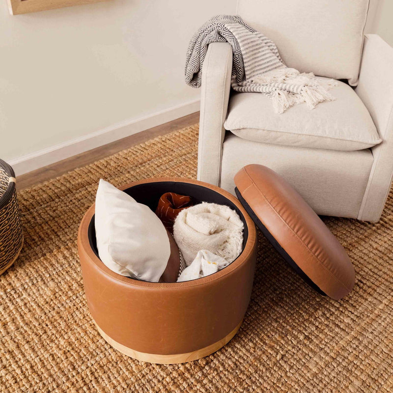 Load image into Gallery viewer, Babyletto Naka Storage Ottoman in Vegan Leather

