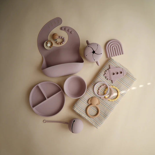 Mushie - Silicone Pacifier Holder Case, Soft Lilac