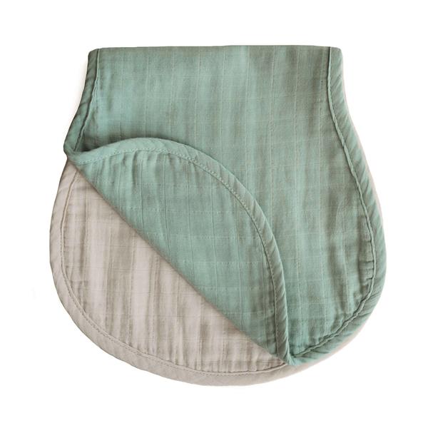 Load image into Gallery viewer, Mushie Muslin Burp Cloth Organic Cotton 2-Pack - Roman Green/Fog
