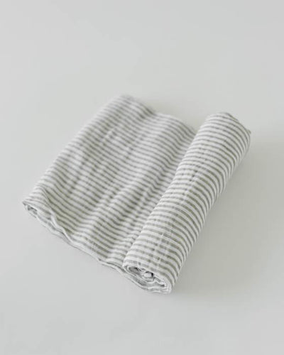 Little Unicorn Cotton Muslin Single Swaddle - Grey Stripe