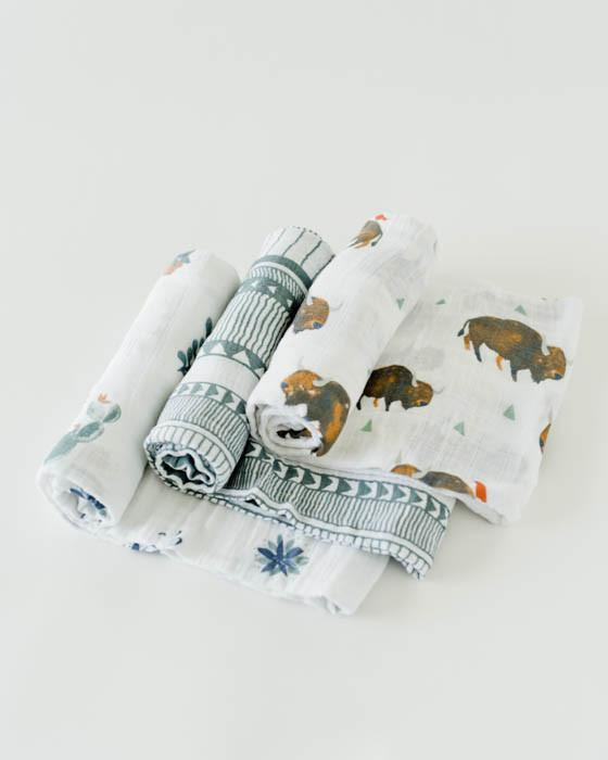 Load image into Gallery viewer, Little Unicorn Cotton Muslin Swaddle 3-Pack - Bison
