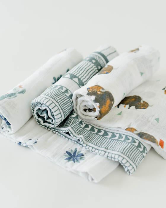 Load image into Gallery viewer, Little Unicorn Cotton Muslin Swaddle 3-Pack - Bison
