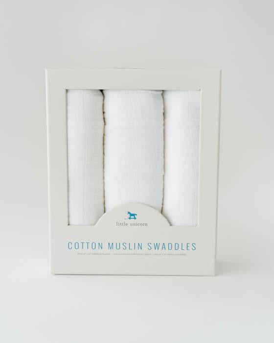 Load image into Gallery viewer, Little Unicorn Cotton Muslin Swaddle 3-Pack - White
