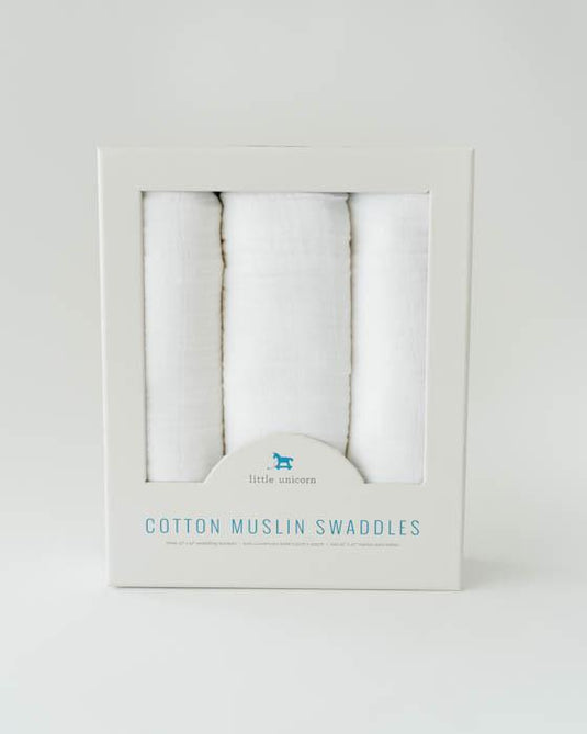 Little Unicorn Cotton Muslin Swaddle 3-Pack - White
