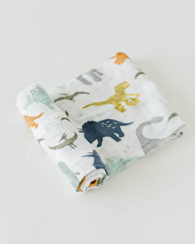 Little Unicorn Cotton Muslin Single Swaddle - Dino Friends