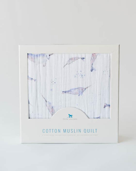 Little Unicorn Cotton Muslin Quilt - Narwhal