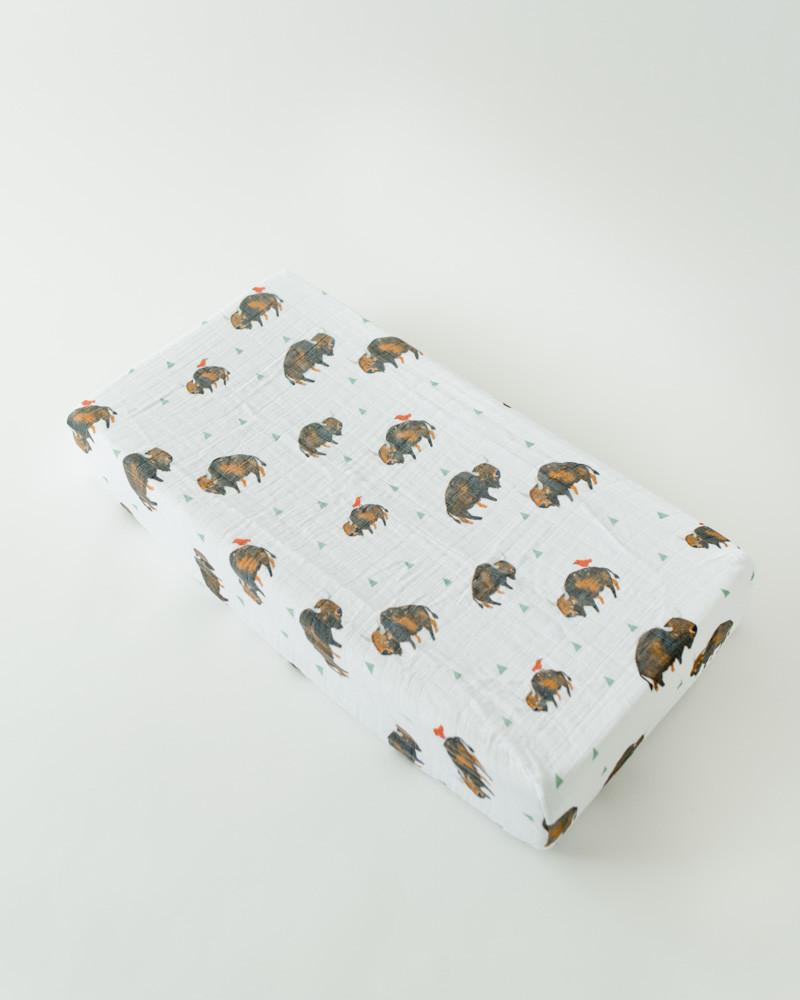 Load image into Gallery viewer, Little Unicorn Cotton Muslin Changing Pad Cover - Bison
