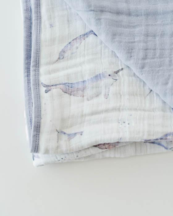 Load image into Gallery viewer, Little Unicorn Cotton Muslin Quilt - Narwhal
