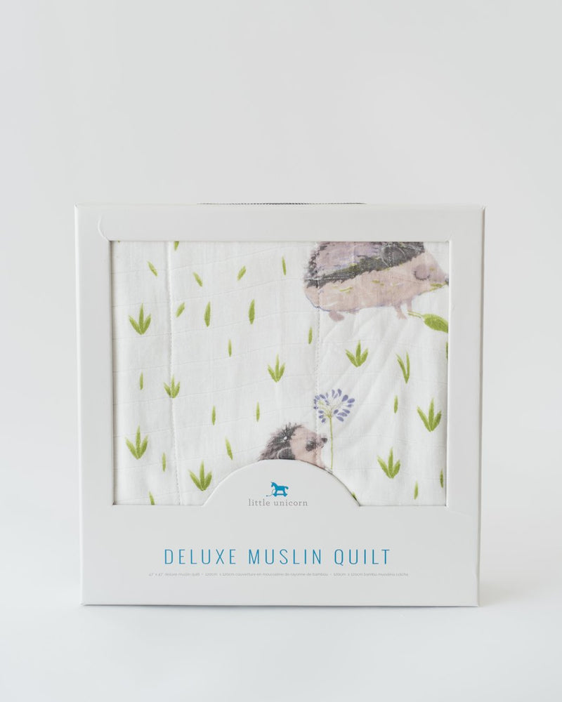 Load image into Gallery viewer, Little Unicorn Deluxe Muslin Quilt - Hedgehog
