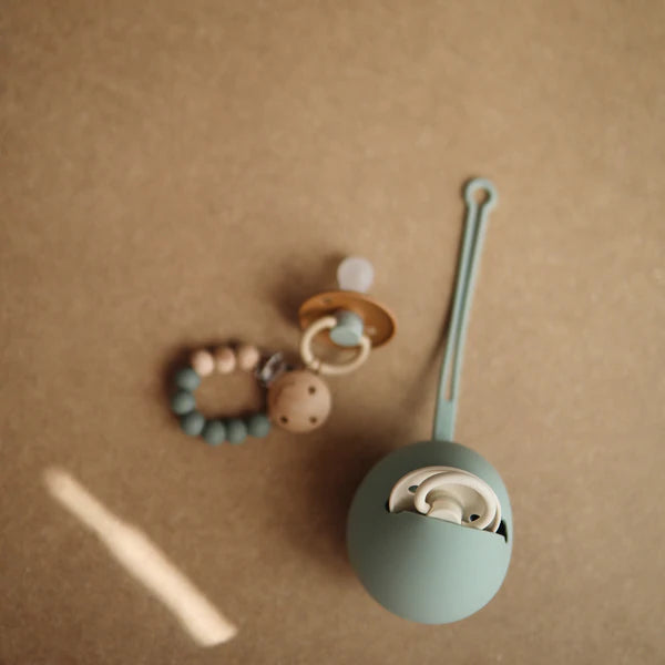 Mushie Silicone Pacifier Holder Case - Cambridge Blue