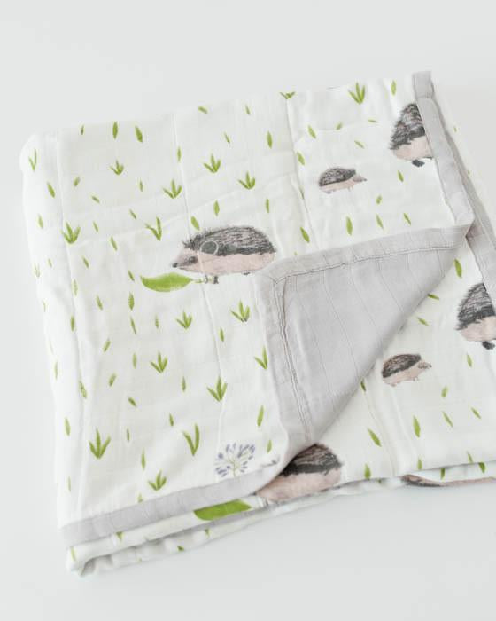 Load image into Gallery viewer, Little Unicorn Deluxe Muslin Quilt - Hedgehog

