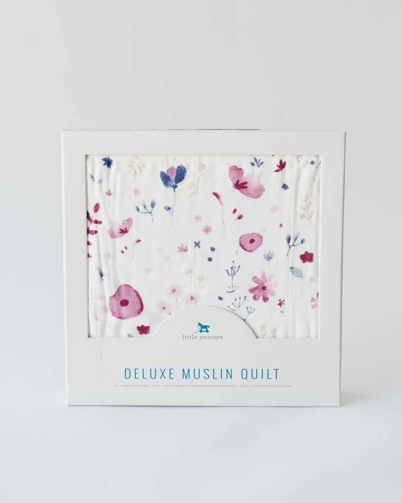 Load image into Gallery viewer, Little Unicorn Deluxe Muslin Quilt - Fairy Garden
