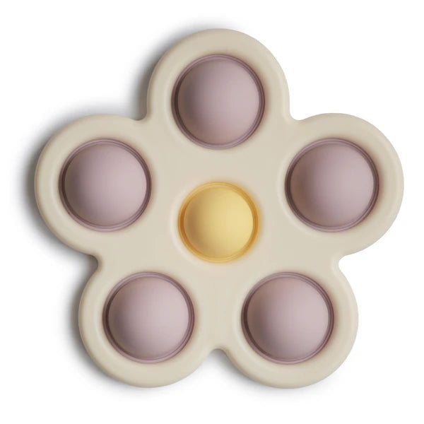 Mushie Flower Press Toy - Soft Lilac+Daffodil Ivory