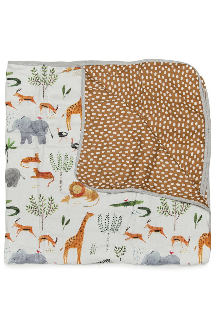 Load image into Gallery viewer, Loulou Lollipop Muslin Quilt Blanket - Safari Jungle
